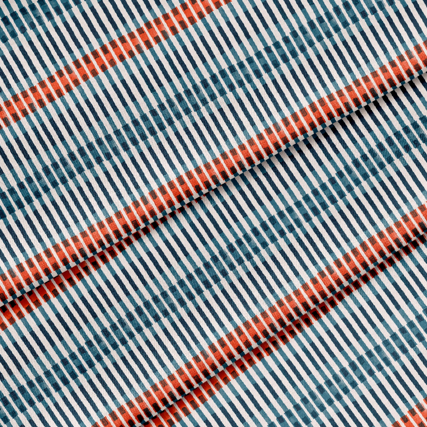 Block Print Overlap Stripe Fabric by the Yard