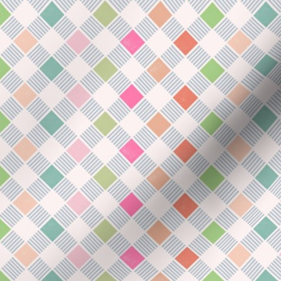 Big Bold Contemporary Plaid Pastel Pink and Green