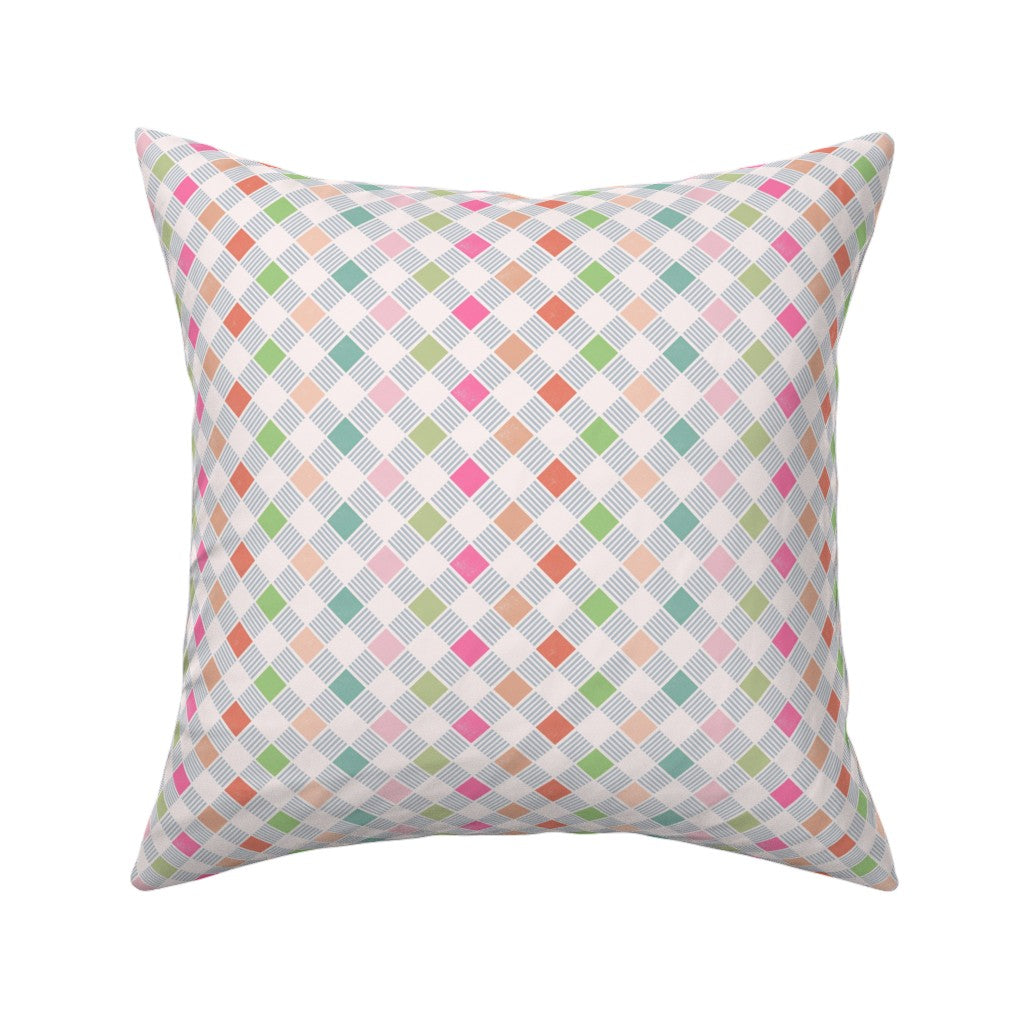 Big Bold Contemporary Plaid Pastel Pink and Green