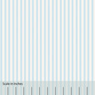 Classic Mattress Ticking stripe in turquoise with an overlaid inch scale.