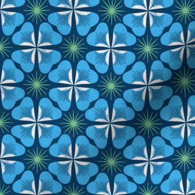 Four Leaf Clover Organic Geometric Fabric by the Yard