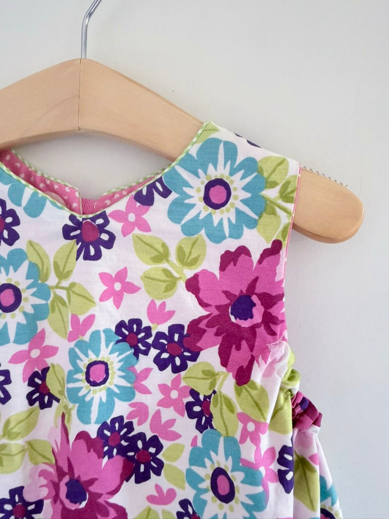 reversible jumper dress in girly pink and purple floral 2T