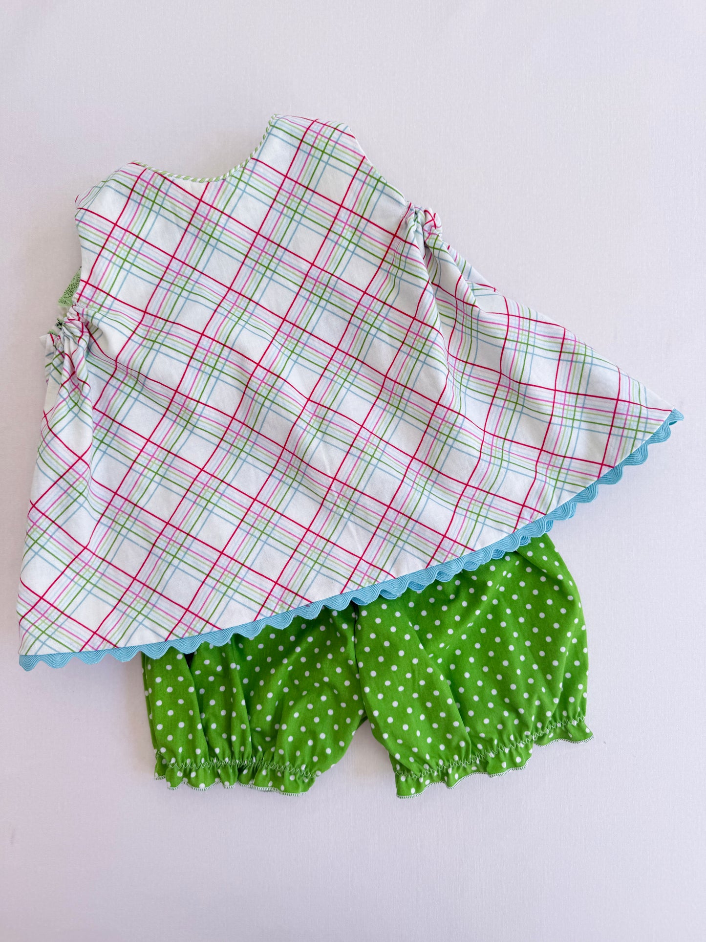 reversible baby top and bloomers in mint green floral 6M