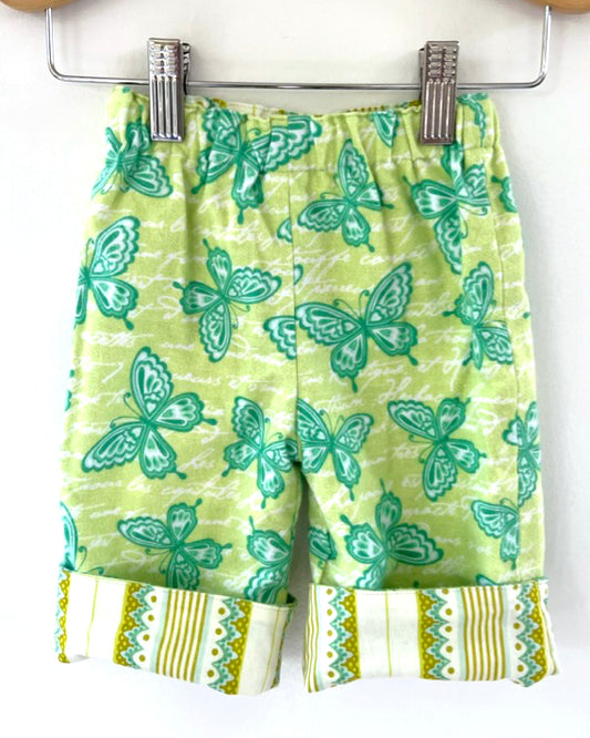 flannel reversible pants green butterfly and stripe