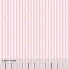 Classic Mattress Ticking stripe in hot pink with an overlaid inch scale.