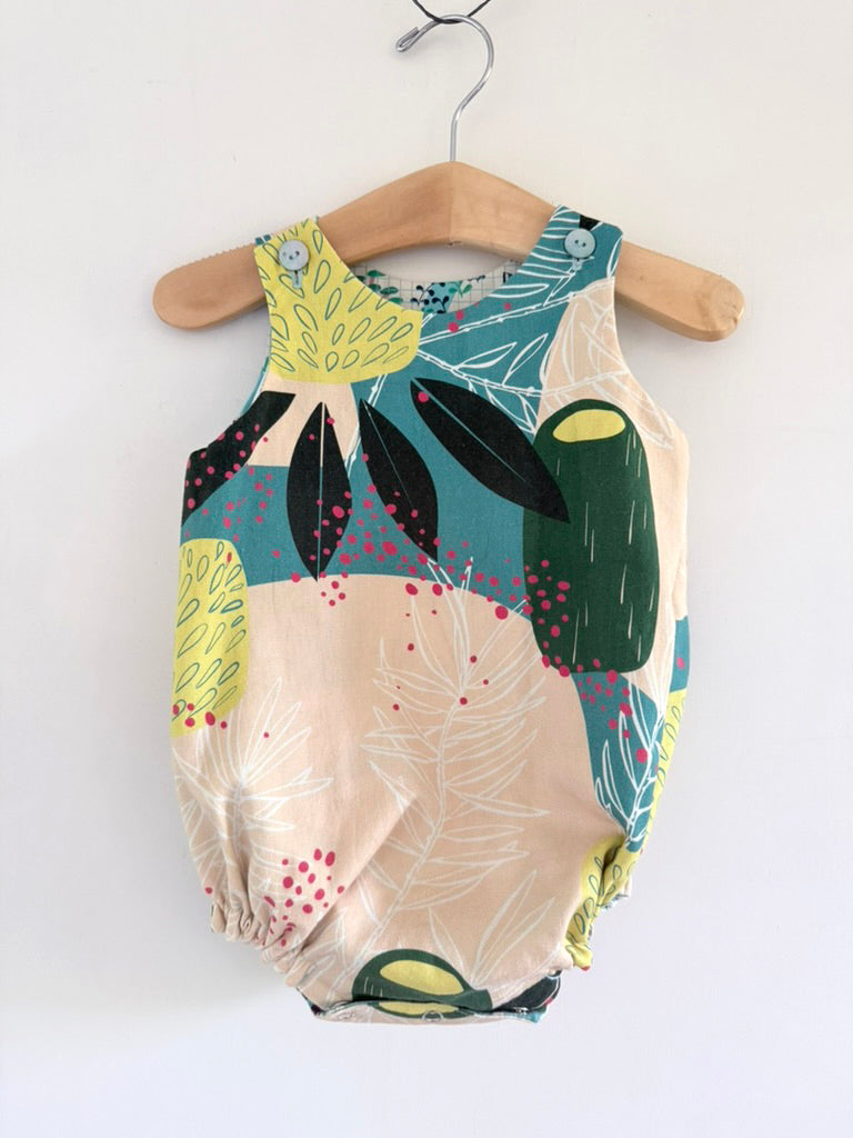 reversible romper in jungle map 6M