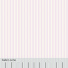 Classic Mattress Ticking stripe in lilac purple with an overlaid inch scale.