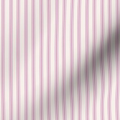 classic mattress ticking stripe fabric in magenta on creamy white