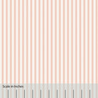 Classic Mattress Ticking stripe in orange tangerine with an overlaid inch scale.