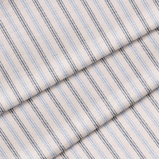 Classic Ticking Stripe Fabric by the Yard Navy and Periwinkle Blue