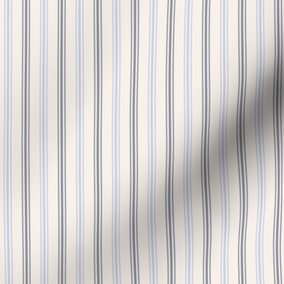 Classic Ticking Stripe Fabric by the Yard Navy and Periwinkle Blue