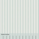 Classic Mattress Ticking stripe in british racing green with an overlaid inch scale.