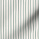 classic mattress ticking stripe fabric in british racing green on creamy white