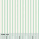 Classic Mattress Ticking stripe in kelly green with an overlaid inch scale.