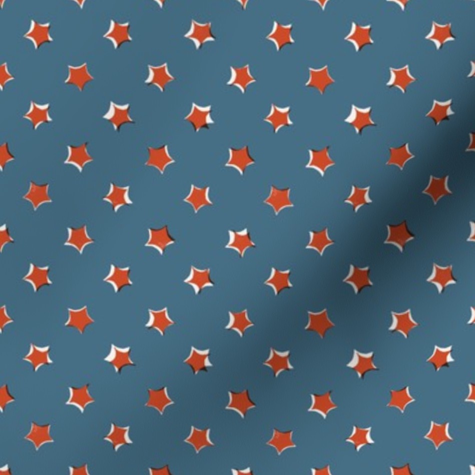 Star Block Print Fabric by the Yard