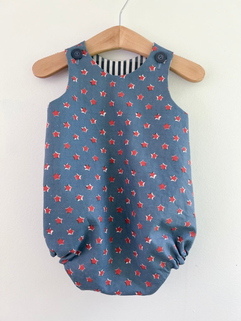 reversible romper in stars and stripes 6M, 12M
