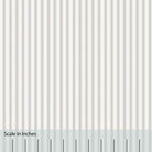 Classic Mattress Ticking stripe in stormy gray with an overlaid inch scale.