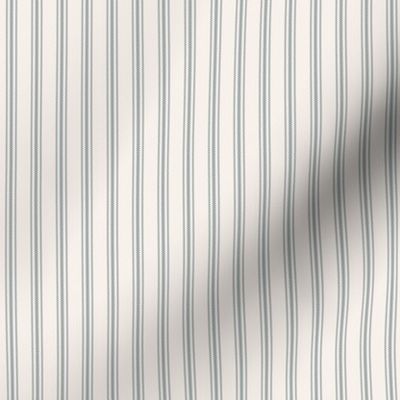 classic mattress ticking stripe fabric in stormy gray on creamy white
