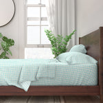 Load image into Gallery viewer, Grand Sateen Sheets in Mint/Aqua Basketweave - little girl Pearl

