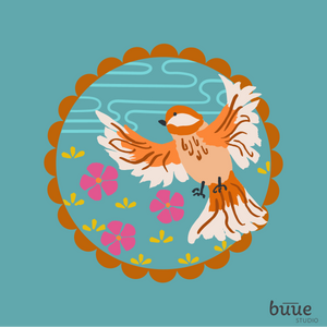 Chickadee Embroidery Design in Teal - little girl Pearl