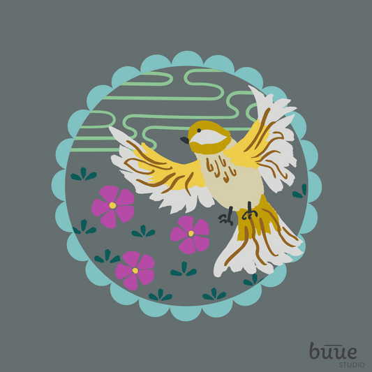 Chickadee Embroidery Design in Gray - little girl Pearl