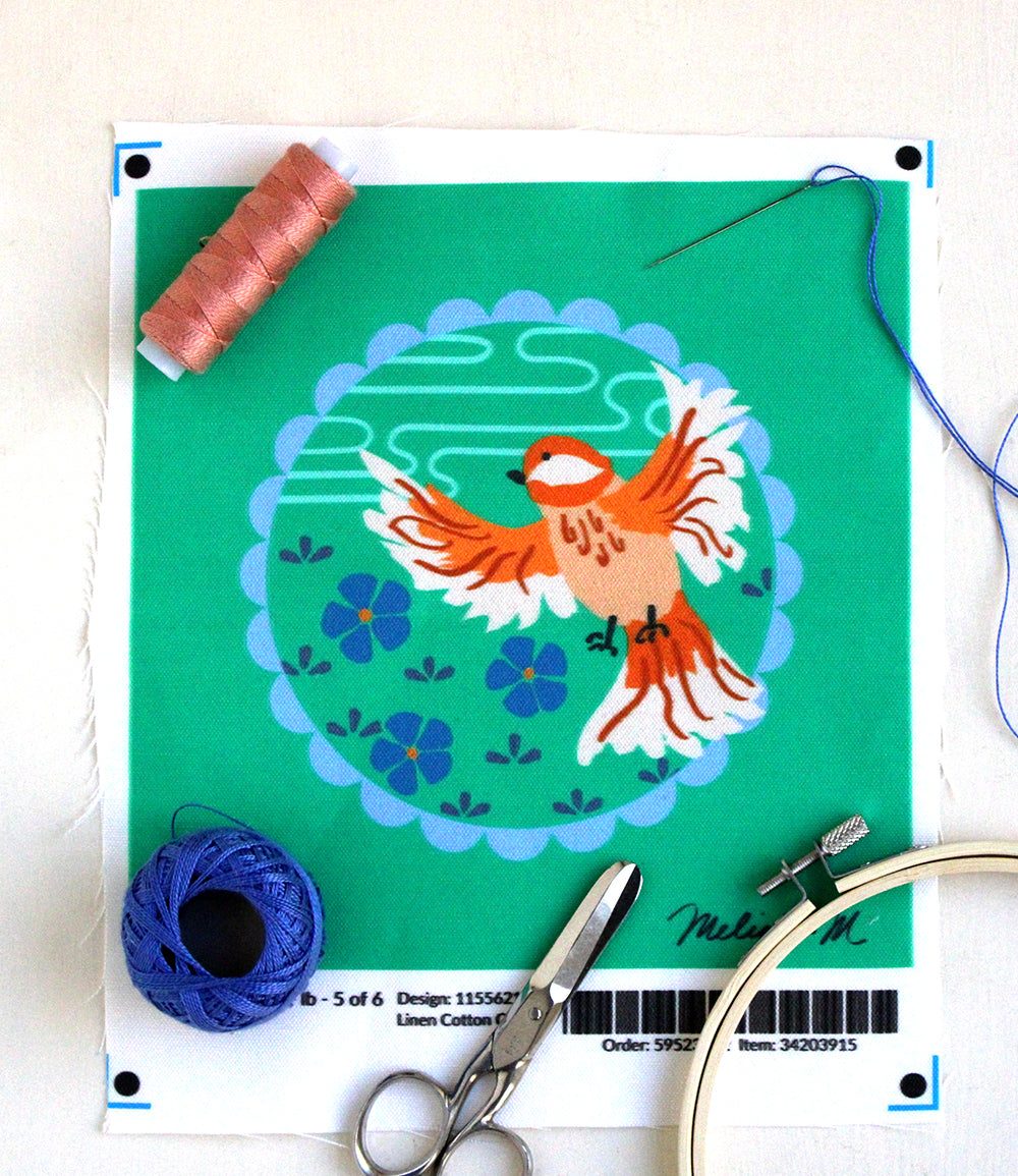 Chickadee Embroidery Design in Green - little girl Pearl