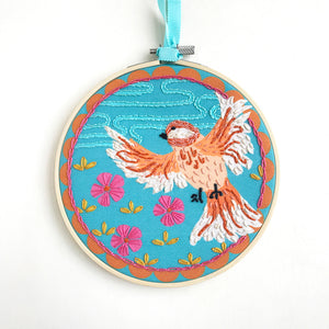 Chickadee Embroidery Design in Purple - little girl Pearl