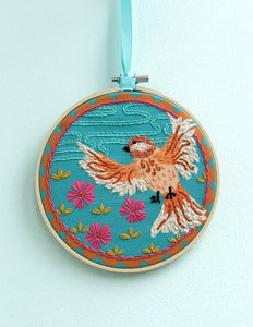 Chickadee Embroidery Design in Teal - little girl Pearl
