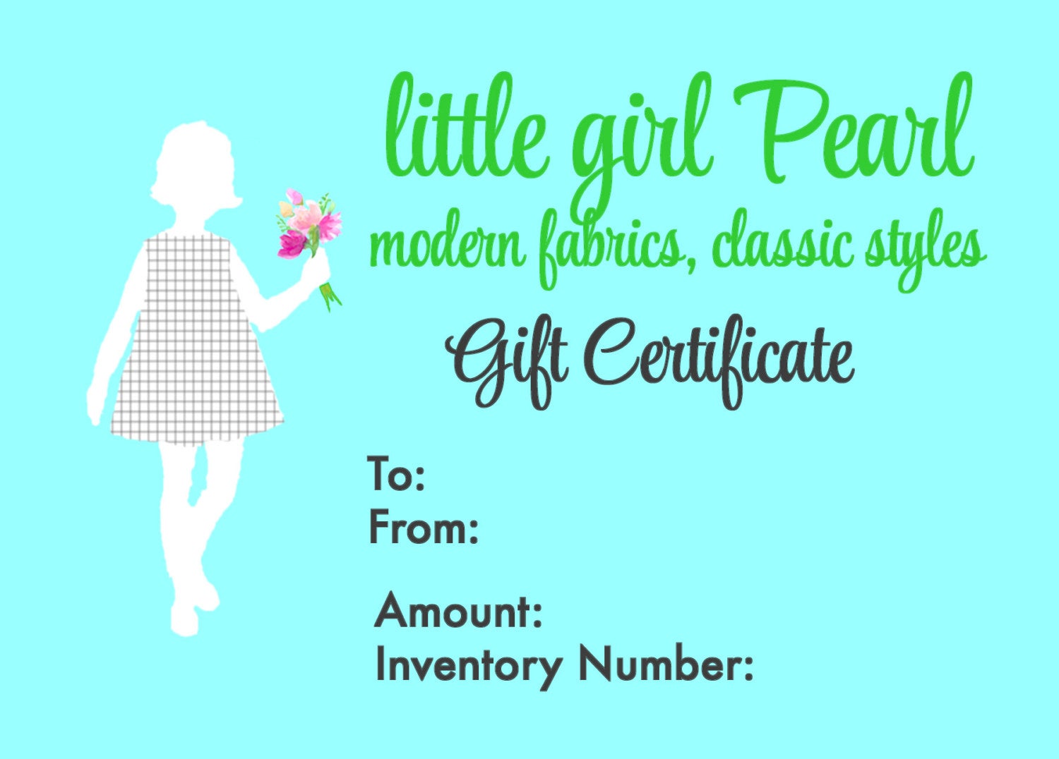little girl Pearl Gift Certificate - little girl Pearl