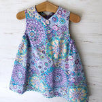 Load image into Gallery viewer, reversible jumper dress in lilac millefiori and lavender morning glory - little girl Pearl
