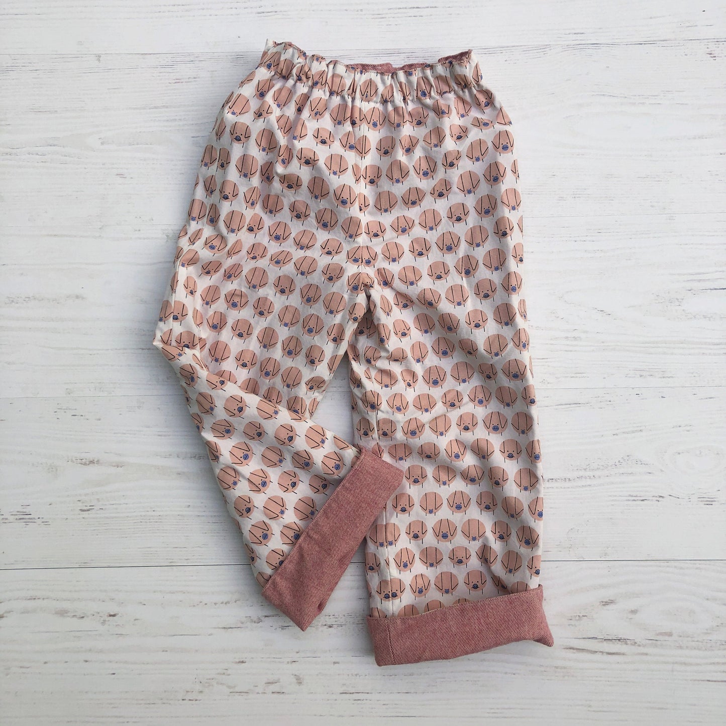 flannel reversible pants in Charley Harper Piggie - little girl Pearl
