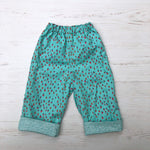 Load image into Gallery viewer, flannel reversible pants in mint strawberry - little girl Pearl
