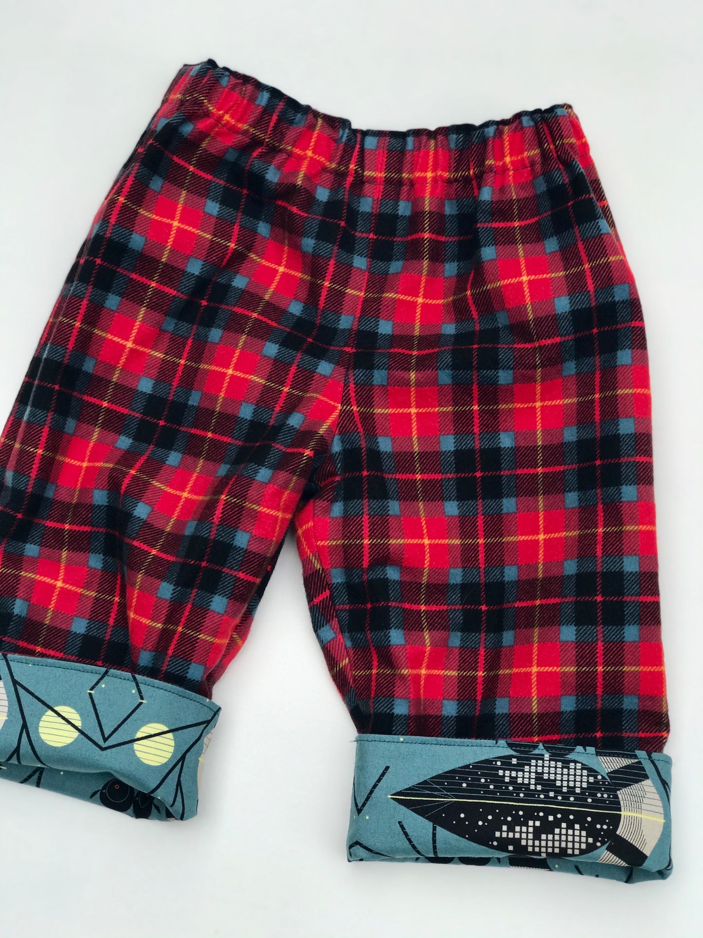 flannel reversible pants in Charley Harper loons - little girl Pearl