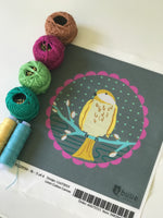 Load image into Gallery viewer, Chonky Chickadee Embroidery Design in Gray - little girl Pearl
