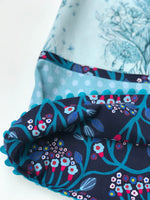 Load image into Gallery viewer, reversible pattern block dress in aqua and navy - little girl Pearl

