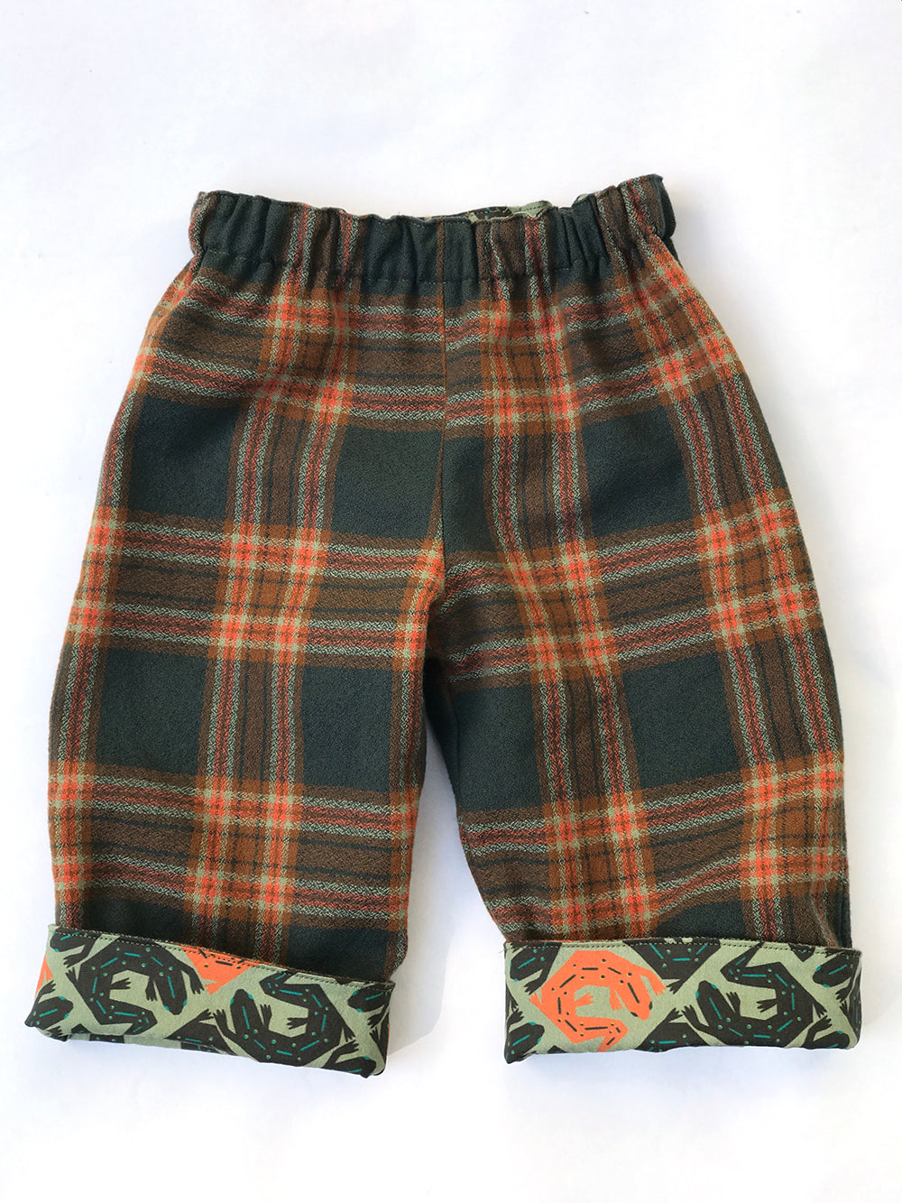 Reversible Flannel Pants in Red Eft -Olive - little girl Pearl