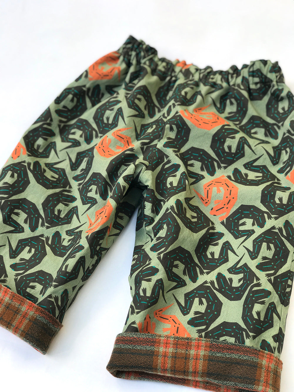 Reversible Flannel Pants in Red Eft -Olive - little girl Pearl